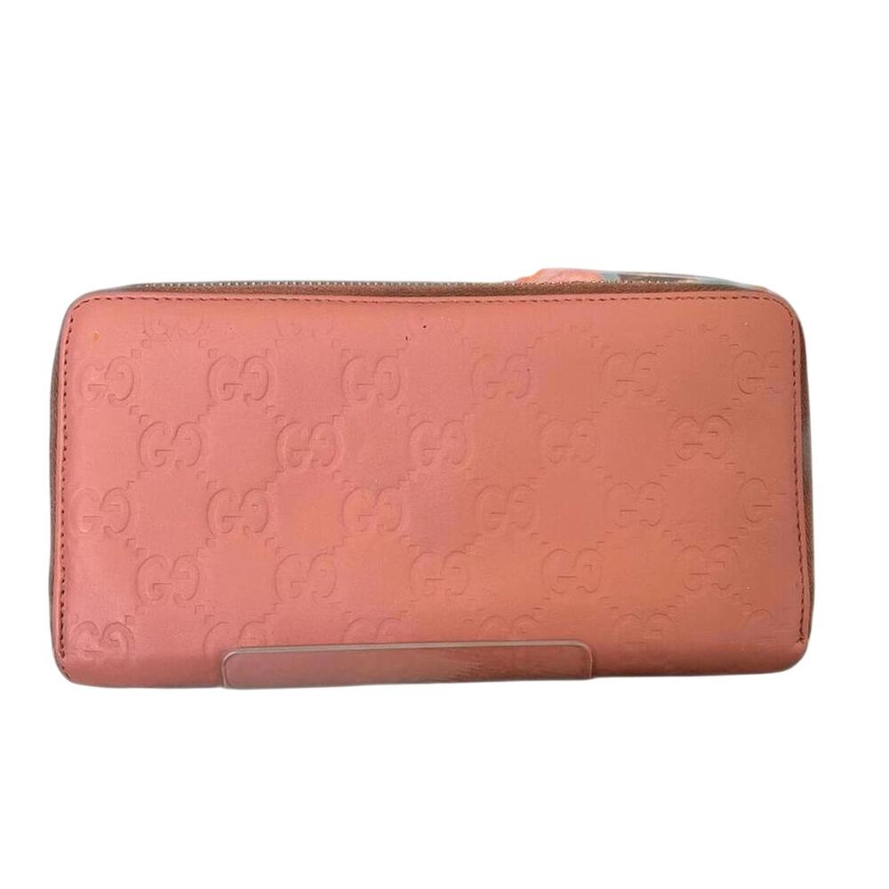 Gucci GG Guccissima Pink Leather Long Zip-a-round Wallet with GG Charm (GGXX036)